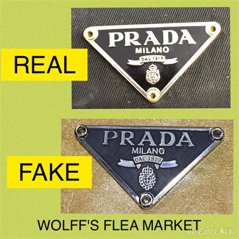 vs fake real vintage prada logo|prada triangle logo plaque.